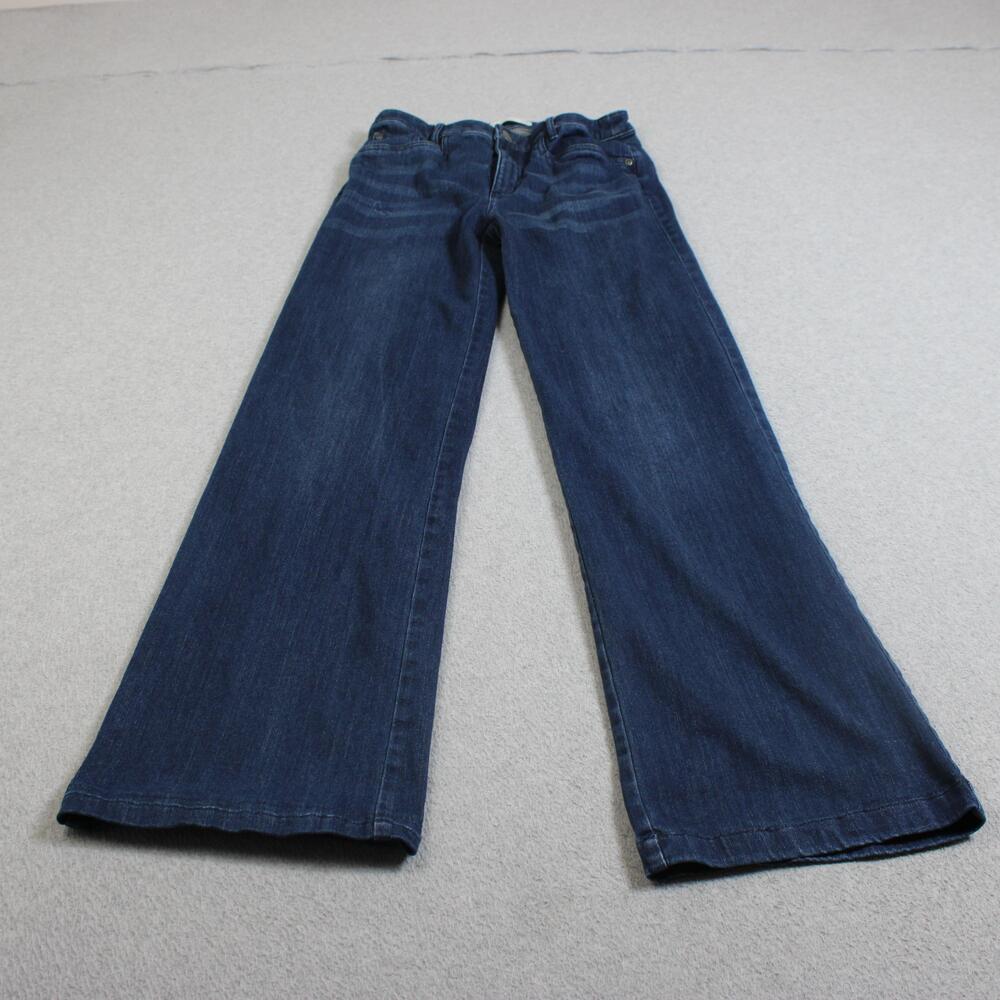 J Jill Jeans Women 4 Tall Blue Dark Wash Mid Rise Full Wide Leg Stretch Denim